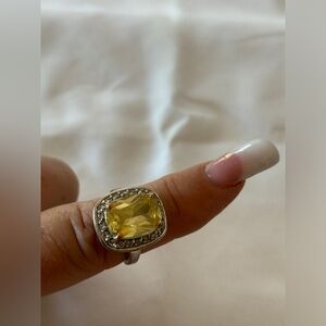Canary Yellow Rhinestone Ring Size 7